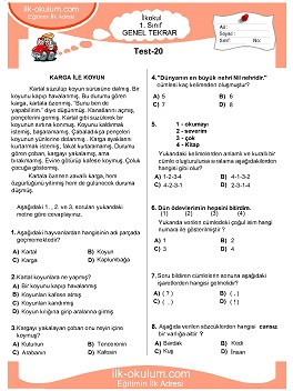 ilkokul 1. Sınıf Genel Tekrar Testleri 